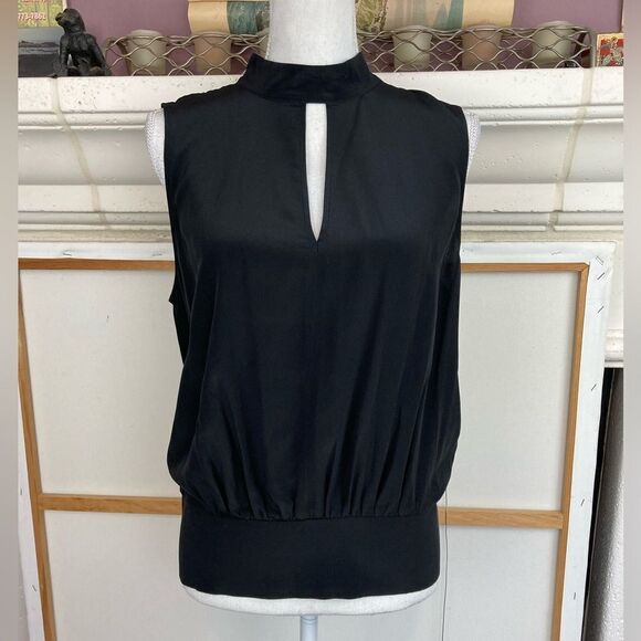 FRAME BNWT pure silk sexy high neck button with cutout neckline silk blouse🦋 - Picture 1 of 9
